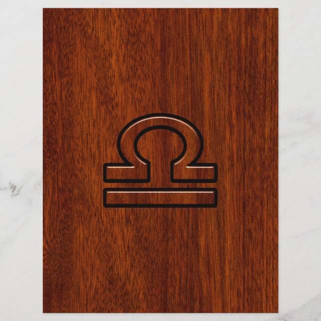 Libra Zodiac Sign on Mahogany Style Print Flyer (Front)