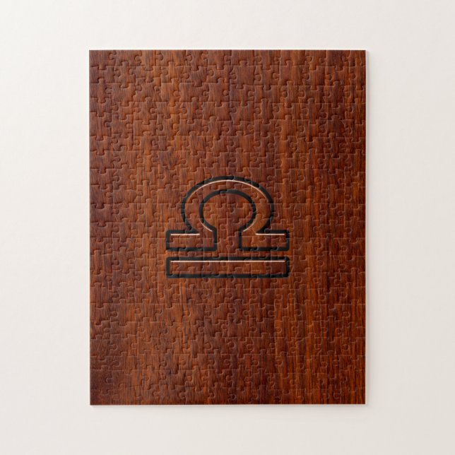 Libra Zodiac Sign on Mahogany Style Print Jigsaw Puzzle (Vertical)