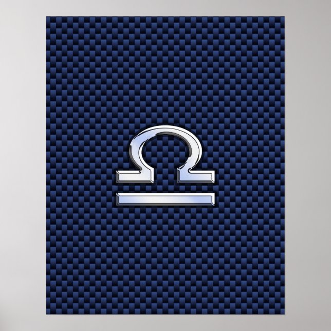 Libra Zodiac Sign on Navy Blue Carbon Fibre (Front)