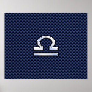 Libra Zodiac Sign on Navy Blue Carbon Fibre