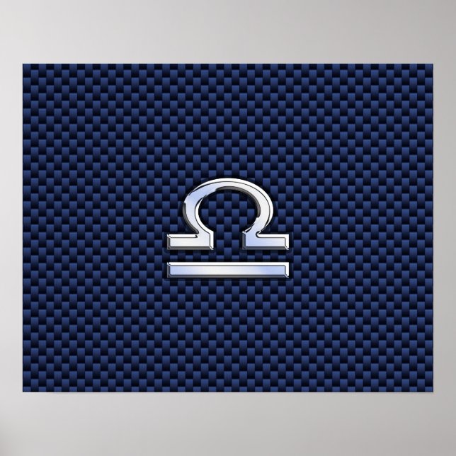 Libra Zodiac Sign on Navy Blue Carbon Fibre (Front)