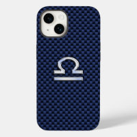 Libra Zodiac Sign on Navy Blue Carbon Fibre