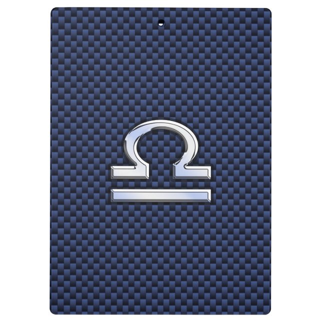 Libra Zodiac Sign on Navy Blue Carbon Fibre Clipboard (Back)