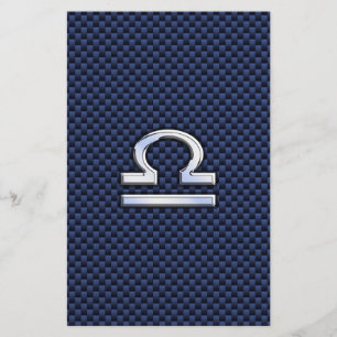 Libra Zodiac Sign on Navy Blue Carbon Fibre Stationery