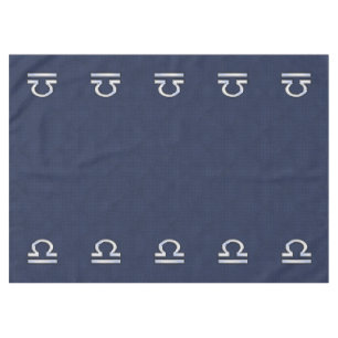 Libra Zodiac Sign on Navy Carbon Fibre Style Tablecloth