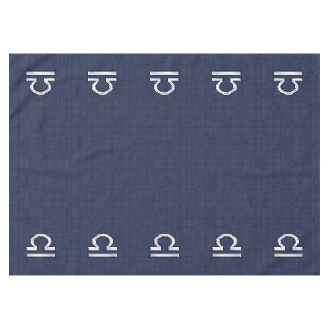 Libra Zodiac Sign on Navy Carbon Fibre Style Tablecloth (Front (Horizontal))