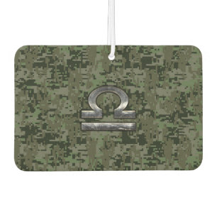 Libra Zodiac Sign on olive green digital camo Car Air Freshener