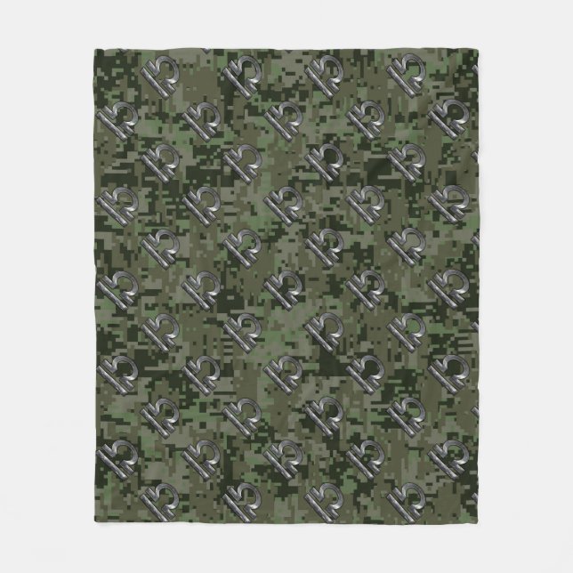 Libra Zodiac Sign on olive green digital camo Fleece Blanket (Front)