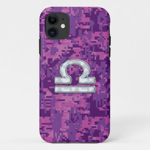 Libra Zodiac Sign on Pink Digital Camo iPhone 11 Case