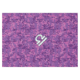 Libra Zodiac Sign on Pink Digital Camo Tablecloth