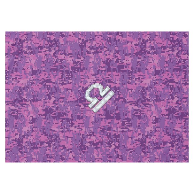 Libra Zodiac Sign on Pink Digital Camo Tablecloth (Front (Horizontal))