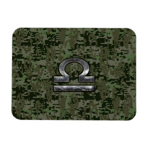 Libra Zodiac Sign on Woodland Green digital camo Magnet