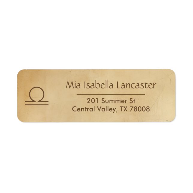 Libra Zodiac Sign - Return Address Labels (Front)