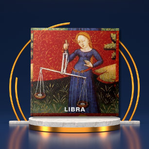 Libra Zodiac Sign Scales Birthday Party Tile