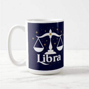 Libra Zodiac Sign Symbol with Stars and Scales Coffee Mug
