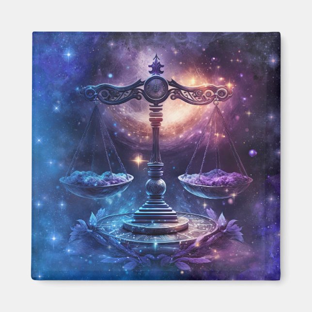 Libra Zodiac Sign Watercolor Design Magnet (Front)