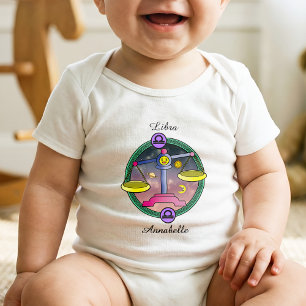 Libra Zodiac Sign Whimsical Astrology Cartoon Baby Bodysuit
