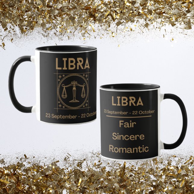 Libra Zodiac Sign with Symbol and Traits Mug (Libra Zodiac Coffee Mug with traits)