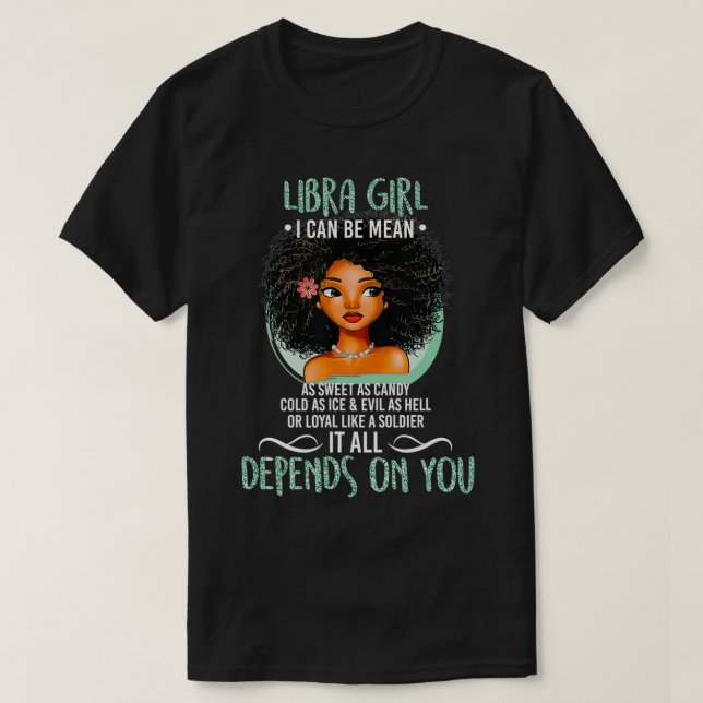 Libra Zodiac Signs for Afro American Girls and Wom T-Shirt (Design Front)