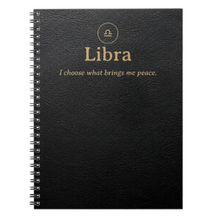 Libra Zodiac Spiral Notebook - Faux Leather Look