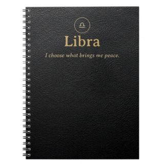 Libra Zodiac Spiral Notebook - Faux Leather Look