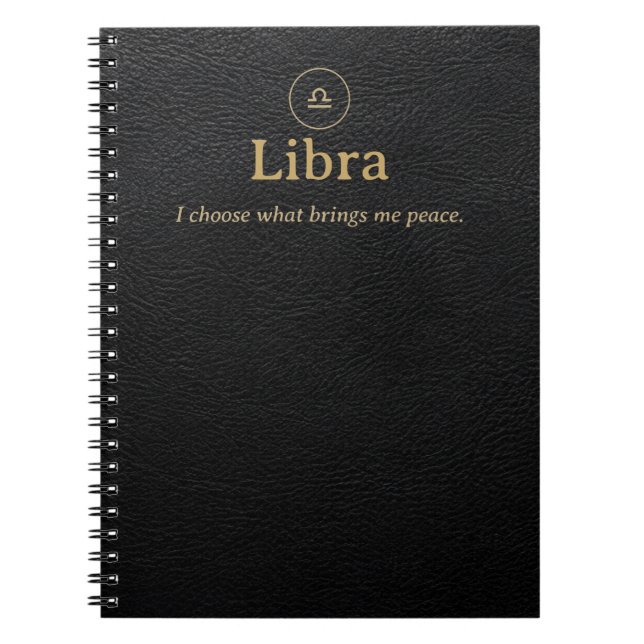 Libra Zodiac Spiral Notebook - Faux Leather Look (Front)