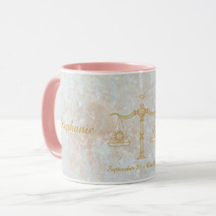 Libra Zodiac Star Sign Celestial Monogram Glitter Mug