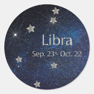 Libra - Zodiac Star Sign Classic Round Sticker