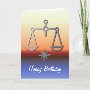 Libra Zodiac Star Sign Orange Sunrise Birthday Card
