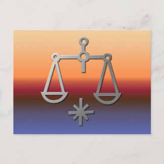Libra Zodiac Star Sign Orange Sunrise Sunset Postcard