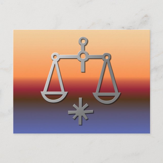 Libra Zodiac Star Sign Orange Sunrise Sunset Postcard (Front)
