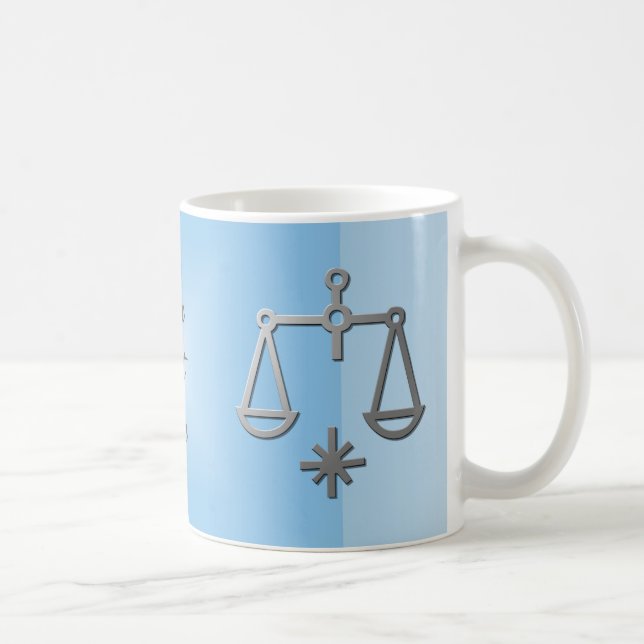 Libra Zodiac Star Sign Silver Blue Tea Coffee Mug (Right)