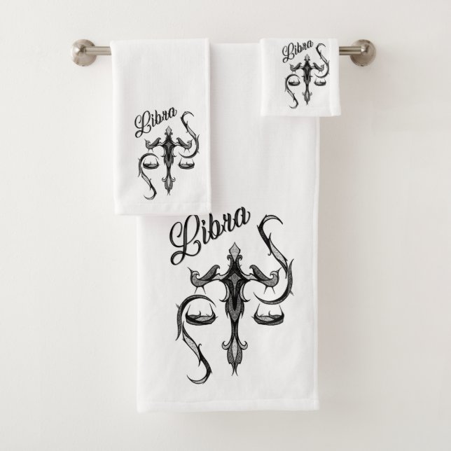 Libra Zodiac Symbol Bath Towel Set (Insitu)
