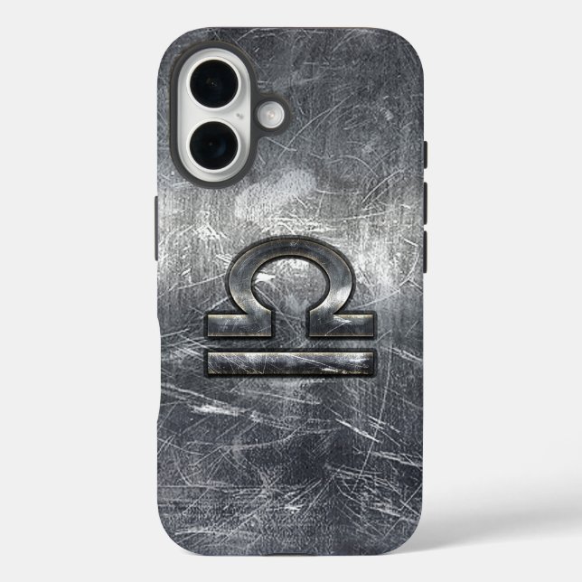 Libra Zodiac Symbol Distressed Industrial Steel Case-Mate iPhone Case (Back)