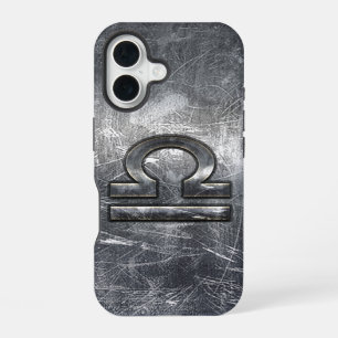 Libra Zodiac Symbol Distressed Industrial Steel iPhone 16 Case