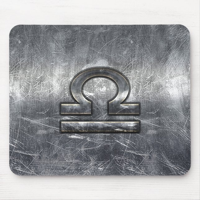 Libra Zodiac Symbol Distressed Industrial Steel Mouse Mat (Front)