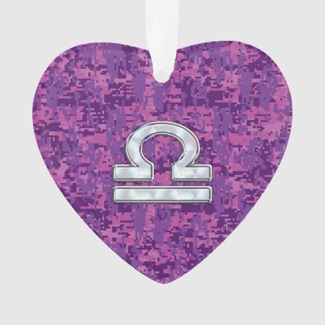 Libra Zodiac Symbol Fuchsia Pink Digital Camo Ornament (Front)