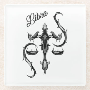 Libra Zodiac Symbol Glass Coaster