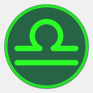 Libra Zodiac Symbol Green Mix Classic Round Sticker