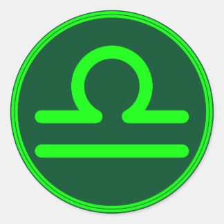 Libra Zodiac Symbol Green Mix Classic Round Sticker