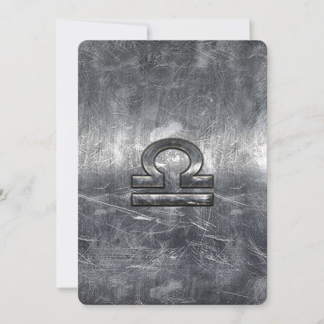Libra Zodiac Symbol in silver grunge steel style (Front)