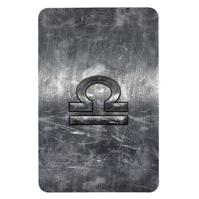 Libra Zodiac Symbol in silver grunge steel style Magnet (Vertical)