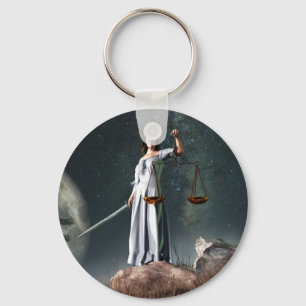 Libra Zodiac Symbol Key Ring