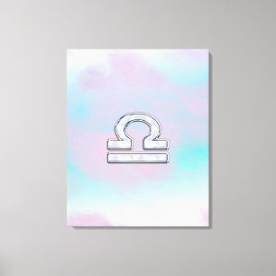 Libra Zodiac Symbol Mother of Pearl Style Canvas Print