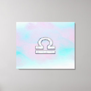Libra Zodiac Symbol Mother of Pearl Style Canvas Print