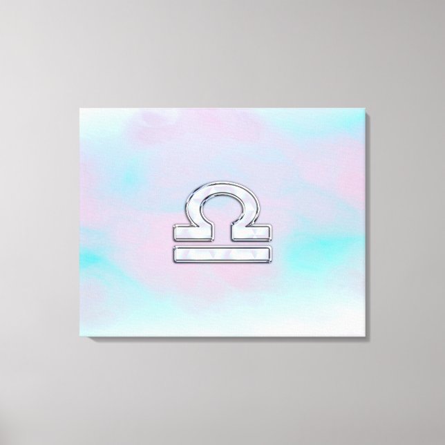 Libra Zodiac Symbol Mother of Pearl Style Canvas Print (Front)