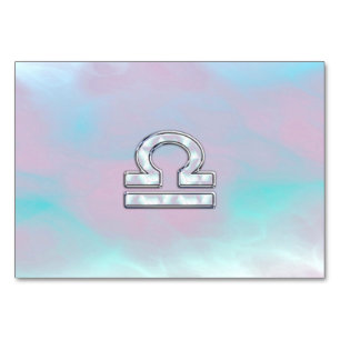 Libra Zodiac Symbol Mother of Pearl Style Table Number
