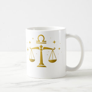 Libra Zodiac Symbol Mug – Golden Balance Design –