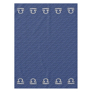 Libra Zodiac Symbol on Blue Digital Camo Tablecloth