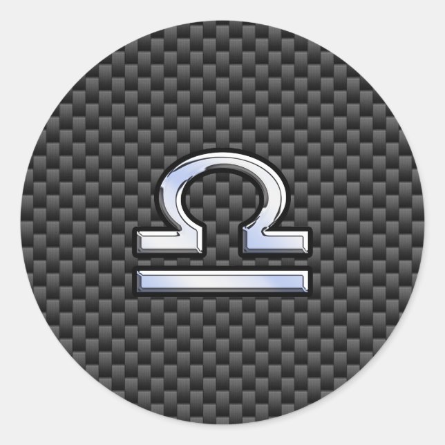 Libra Zodiac Symbol on Carbon Fiber Decor Classic Round Sticker (Front)